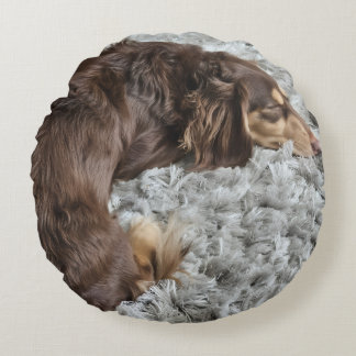 Personalize Dog Lover Pillow-Use Your Pet's Photo Round Cushion