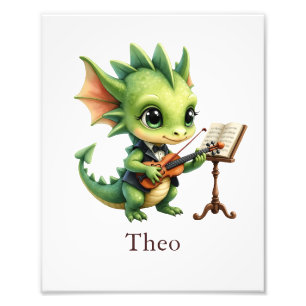 Personalize Dragon Art Print Custom Name Kids Room