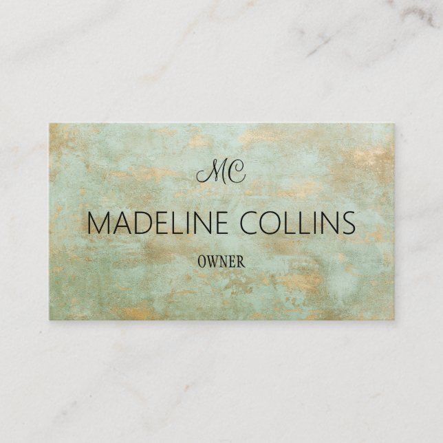 Personalize Elegant modern gold and green mottled  Business Card (Front)