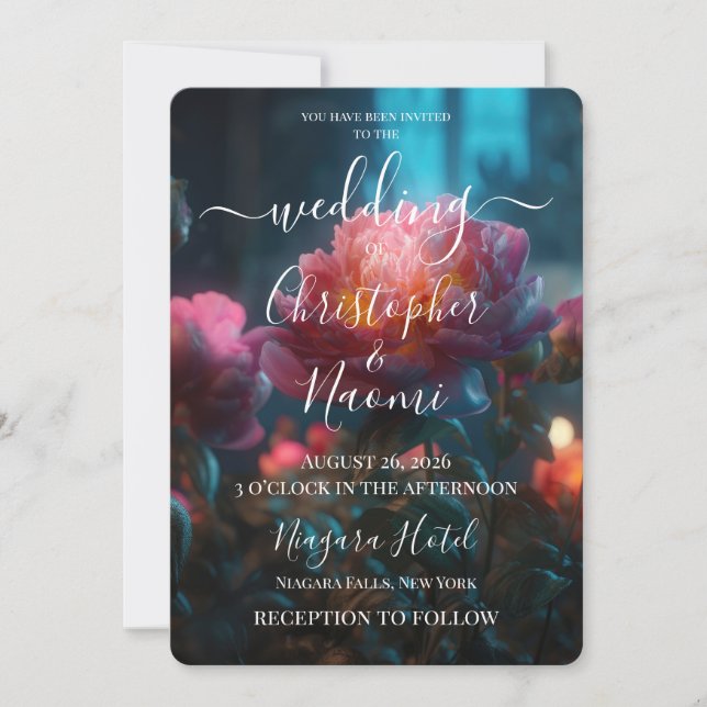 PERSONALIZE: Enchanted Forest Pink Flowers Invitation (Front)