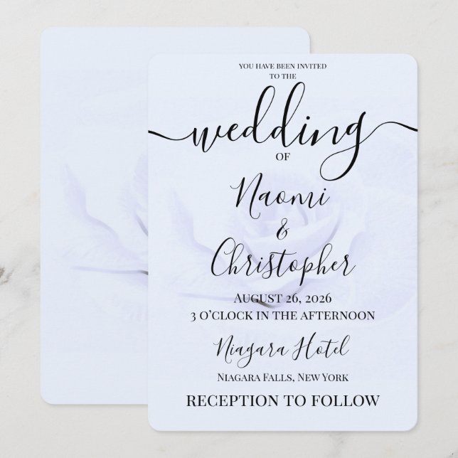 PERSONALIZE: Faint Rose Wedding Invitation (Front/Back)
