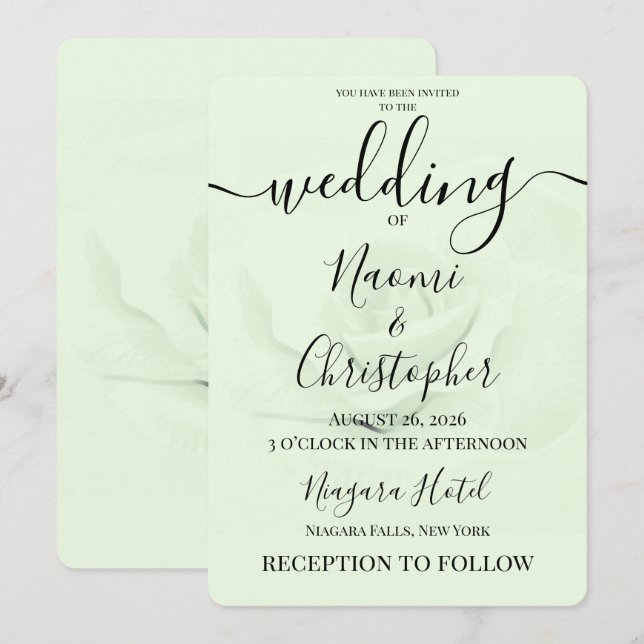 PERSONALIZE: Faint Rose Wedding Invitation (Front/Back)