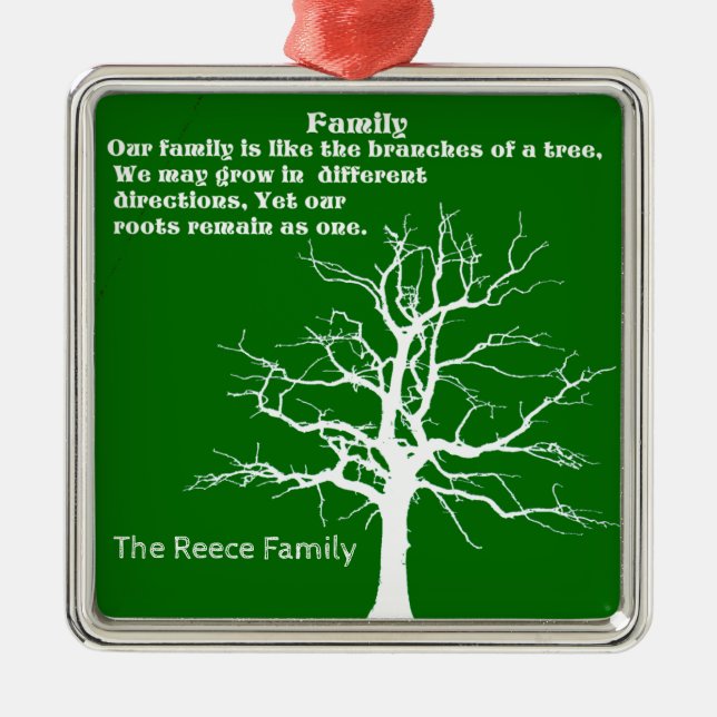 PERSONALIZE FAMILY QUOTE METAL ORNAMENT (Front)