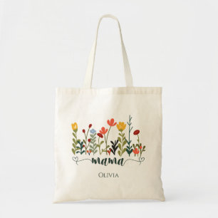 Personalize Floral Mama Wildflower mothers day  Tote Bag