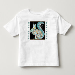 Personalize Floral Style Patterned Squirrel Toddler T-Shirt