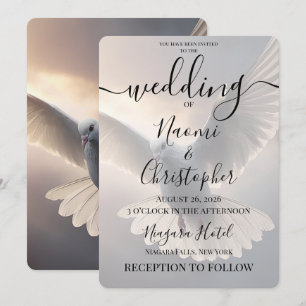 PERSONALIZE: Flying White Dove Wedding Invitation