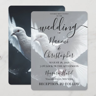PERSONALIZE: Flying White Peace Dove Wedding Invitation