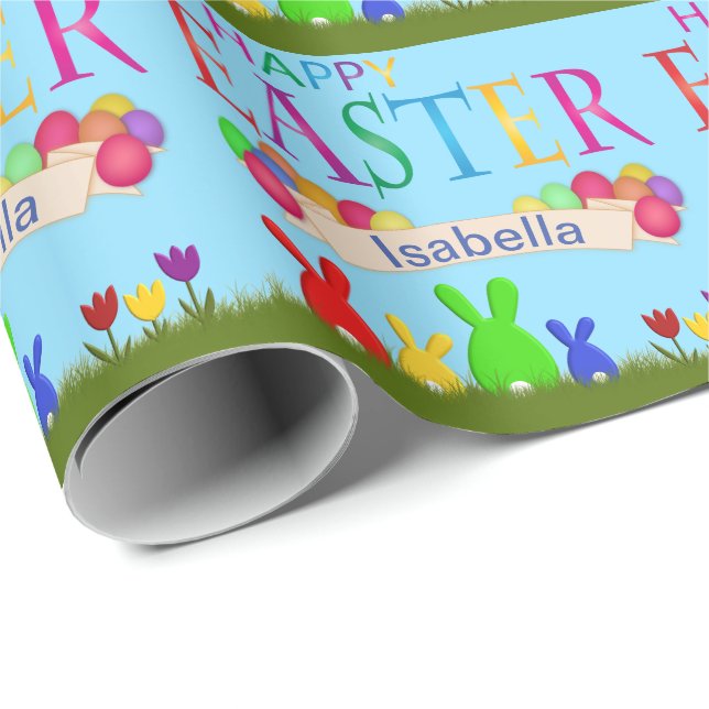 Personalize Happy Easter Wrapping Paper (Roll Corner)