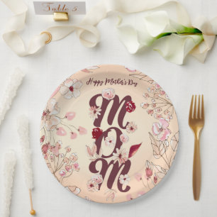 Personalize Happy Mother's Day Mom Paper Plate