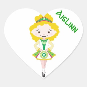 PERSONALIZE HEART irish dancer dancing blonde hair Sticker