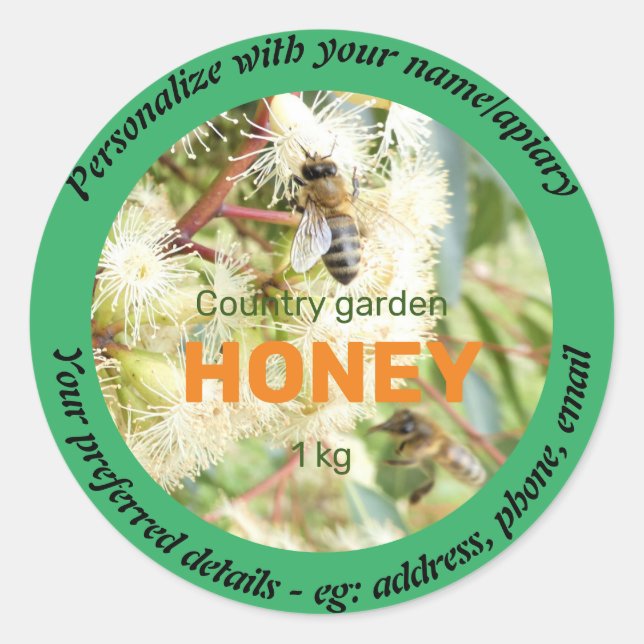 PERSONALIZE. HONEY LABELS FOR BEEKEEPER APIARY (Front)