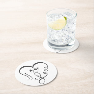 Personalize I Love My BFF • You = ♥ Round Paper Coaster