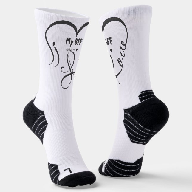 Personalize I Love My BFF • You = ♥ Socks (Angled)