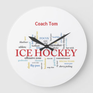 Personalize, Ice Hockey Coach Thank You in Words Large Clock