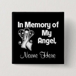 Personalize In Memory of My Angel Lung Cancer 15 Cm Square Badge