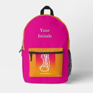 Personalize Initials Pink Gold HighTop Sneakers Printed Backpack