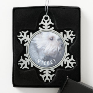 Personalize It! Pet Memorial Snowflake Pewter Christmas Ornament