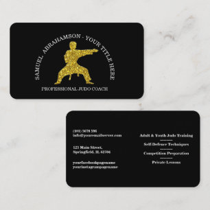 Personalize Karate instructor Gold Kickboxing  Business Card