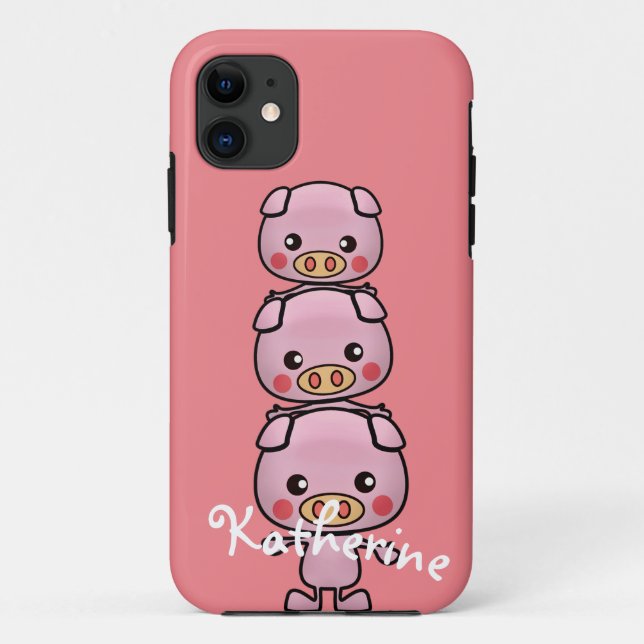 Personalize Kawaii Pigs Cartoon Case-Mate iPhone Case (Back)