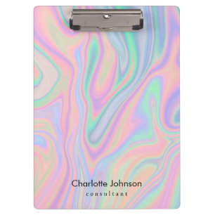Personalize Liquid Iridescent Unicorn Color Design Clipboard