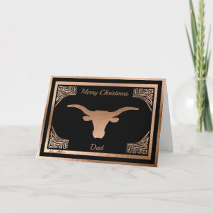 PERSONALIZE LONGHORN STEER SILHOUETTE HOLIDAY CARD