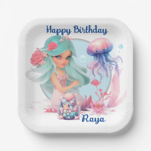 Personalize Mermaid Party Paper Plate