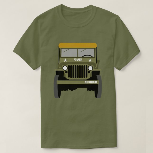 Personalize Military Veteran vintage Army Vehicle T-Shirt (Design Front)
