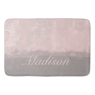 Personalize modern art style light pink gray bath mat