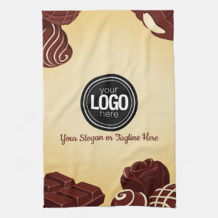 Personalize Modern Chocolate Business Tea Towel