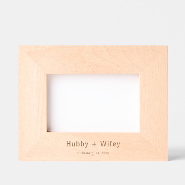 Personalize | Modern Simple Hubby & Wifey Wedding  Etched Frames (Front)