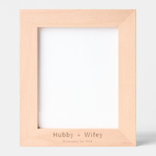 Personalize Modern Simple Hubby & Wifey Wedding Etched Frames