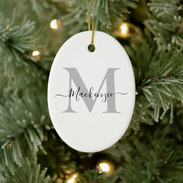 Personalize Monogram Initial Name Oval Ceramic Tree Decoration (Tree)