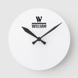 Personalize Monogram Name Round Clock