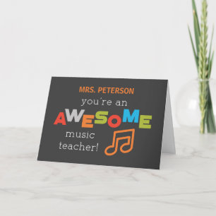 Personalize, Music Butterflies Thanks Teacher Thank You Card