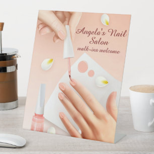 Personalize Nail Salon Shop Hand Nails Picture Pedestal Sign