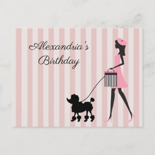 Personalize Name and Occasion Lady walking poodle Postcard