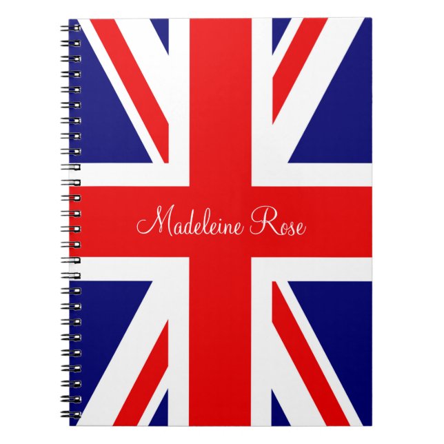 Personalize Name British National Flag  Notebook (Front)