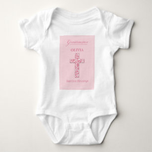 Personalize Name Granddaughter Baptism Pink Girl  Baby Bodysuit