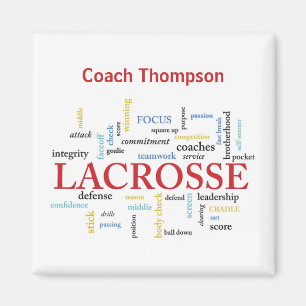 Personalize Name Lacrosse Coach Thanks Words Magnet