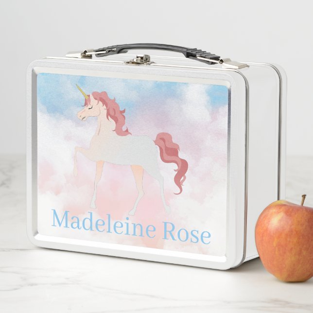 Personalize name on My prancing unicorn Metal Lunch Box (In Situ)