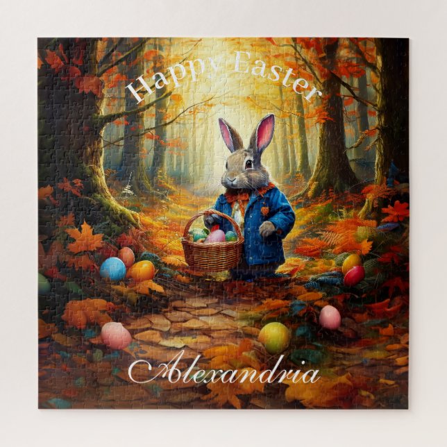 Personalize Name Peter Easter Eggs Basket Jigsaw Puzzle (Vertical)