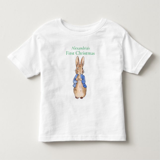 Personalize Name  Peter the Rabbit First Christmas Toddler T-Shirt (Front)