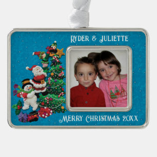 Personalize Name, Photo, Message Gift from Kid(s) Silver Plated Framed Ornament