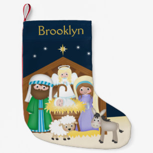 Personalize Nativity Scene Small Christmas Stocking