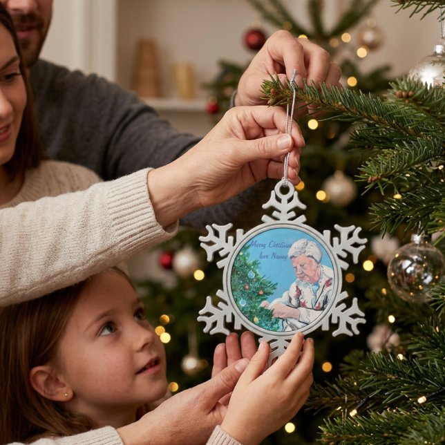  PERSONALIZE  Original Art  Snowflake Pewter Christmas Ornament (Creator Uploaded)