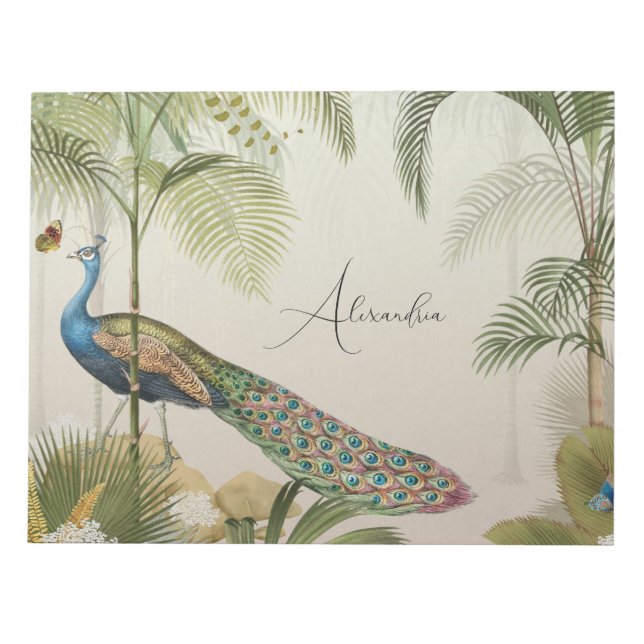 Personalize Peacock with butterflies  Notepad (Front)