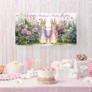 Personalize Peter and Flopsy Baby shower  Banner