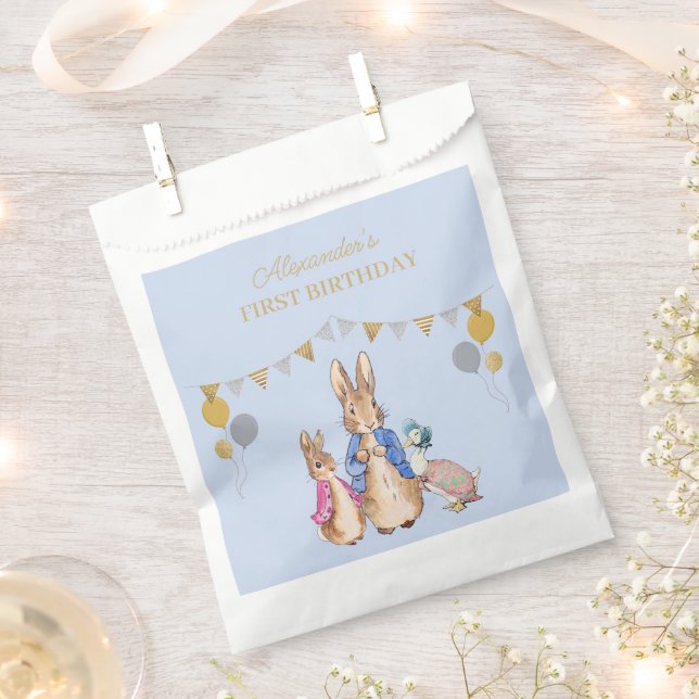 Personalize Peter rabbit 1st Birthday Favour Bags (Clipped)