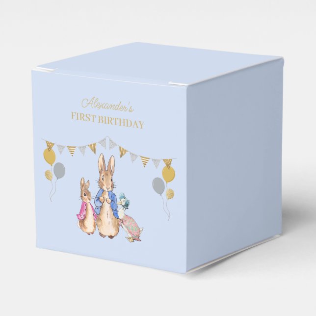 Personalize Peter rabbit 1st Birthday Favour Box (Front Side)
