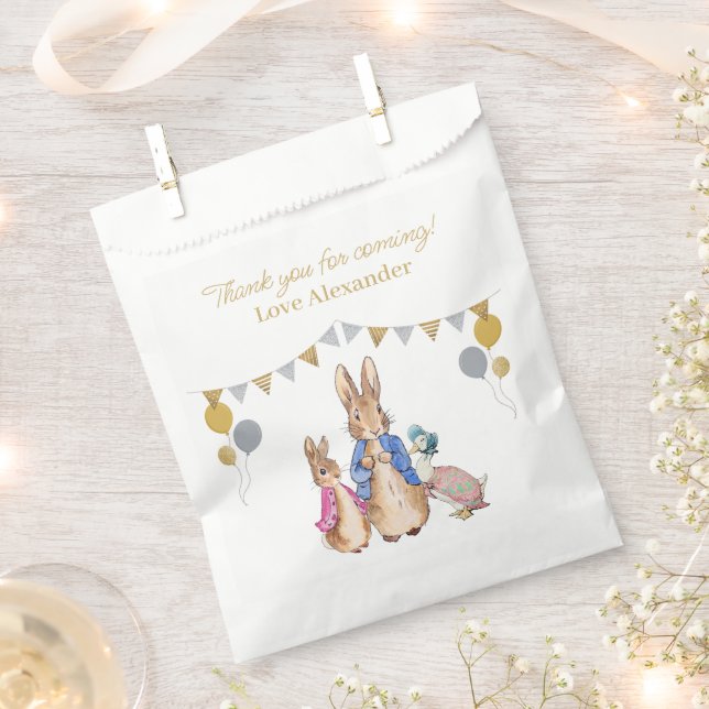 Personalize Peter rabbit white Thank you Favour Bags (Clipped)